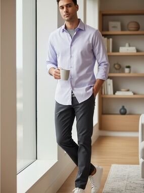 Calvin Klein Light Lavender Slim Fit Dress Shirt 17.5 by 34/35